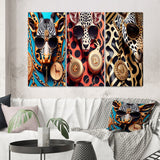 Designart "Celebrity Fashion Girafe II" Fashion Wall Art Set Of 3 - Glam Gallery Set For Office Decor