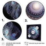Designart "Celestial Mandala In Mysterious Purple & Blue" Boho Mandala Framed Canvas Wall Art