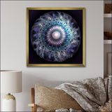 Designart "Celestial Mandala In Mysterious Purple & Blue" Boho Mandala Framed Canvas Wall Art