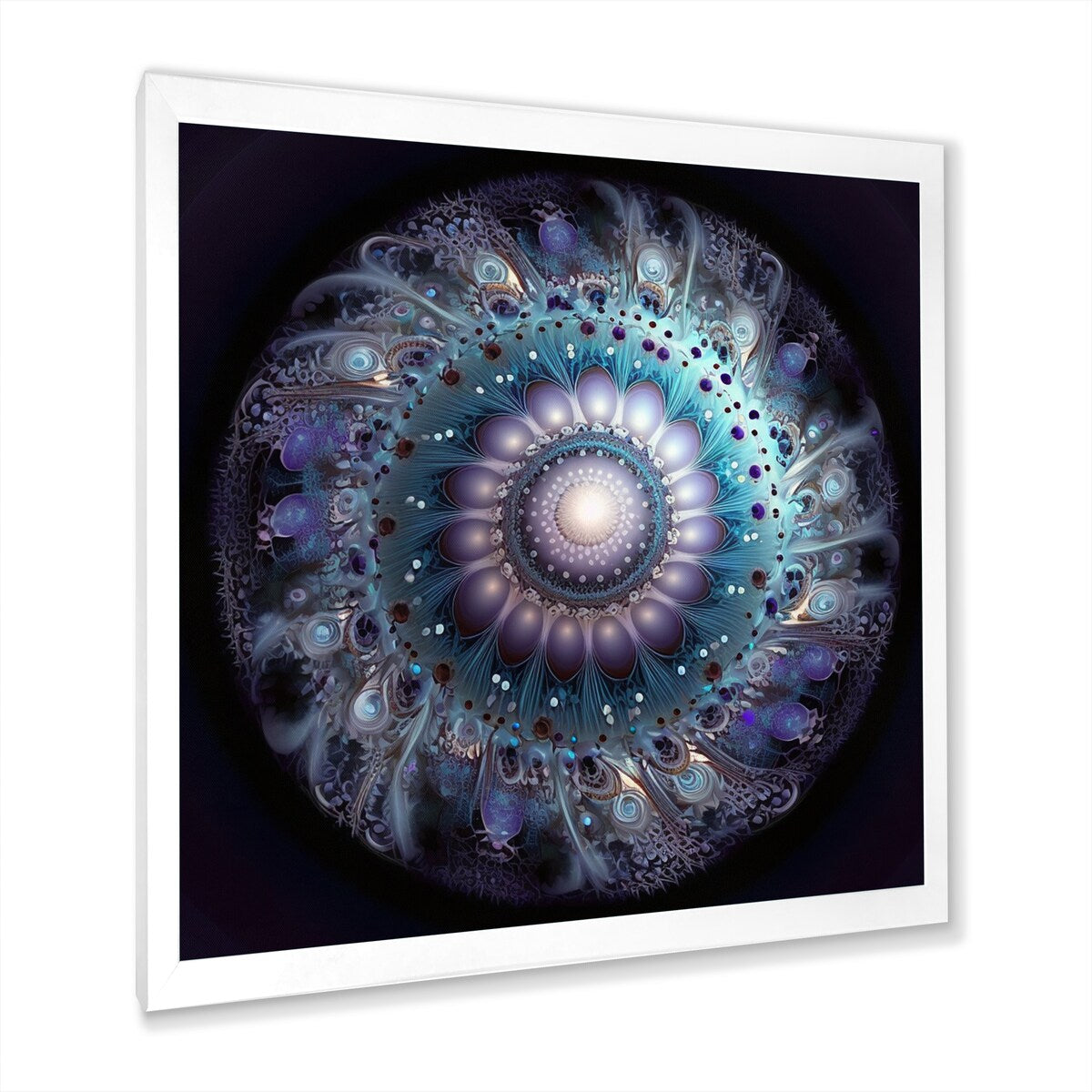 Designart "Celestial Mandala In Mysterious Purple & Blue" Boho Mandala Framed Canvas Wall Art