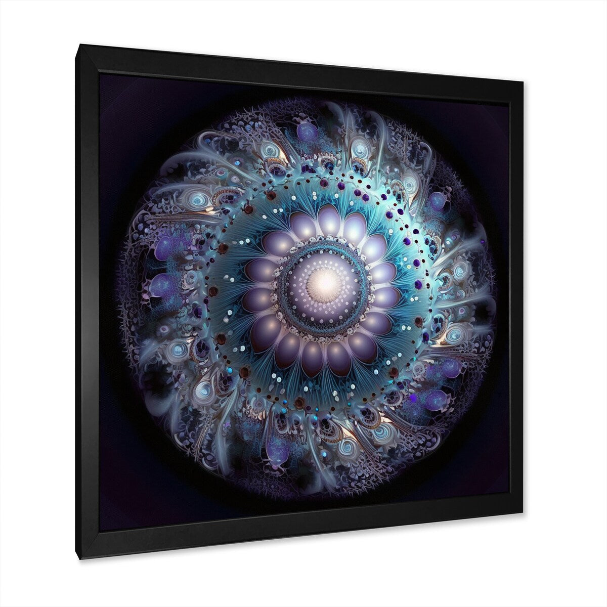 Designart "Celestial Mandala In Mysterious Purple & Blue" Boho Mandala Framed Canvas Wall Art