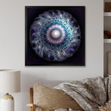 Designart "Celestial Mandala In Mysterious Purple & Blue" Boho Mandala Framed Canvas Wall Art