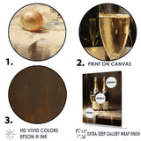 Designart "Cellars Silence Champagne Bottle I" Champagne Framed Canvas Art Print