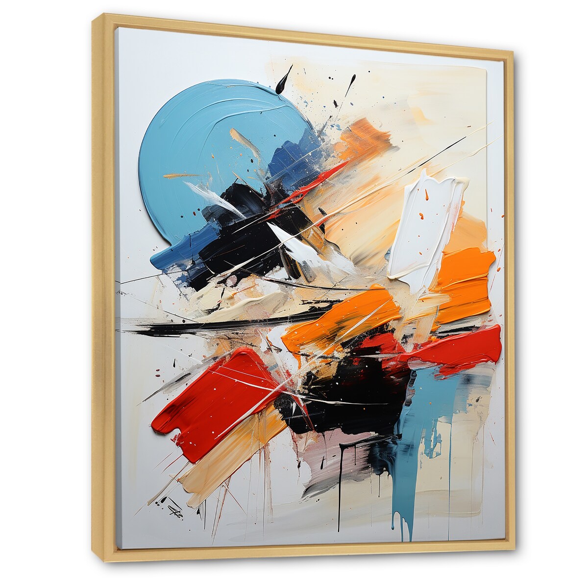 Designart "Cerulean Passenger Of Fragile Wisdom Abstract" Abstract Painting Framed Wall Art Prints