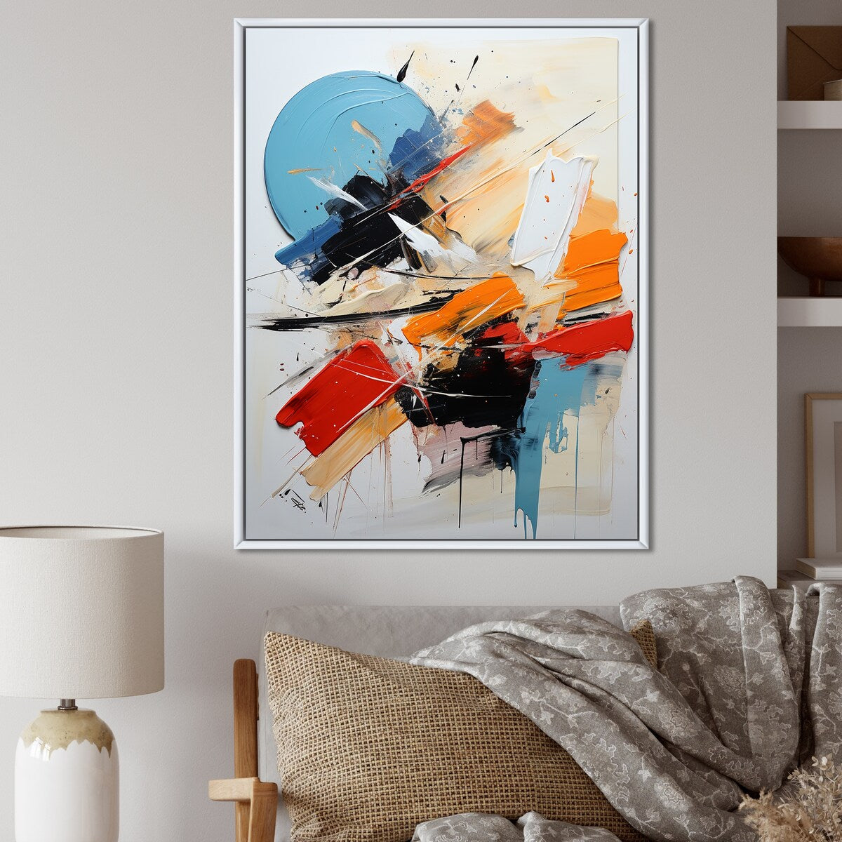 Designart "Cerulean Passenger Of Fragile Wisdom Abstract" Abstract Painting Framed Wall Art Prints
