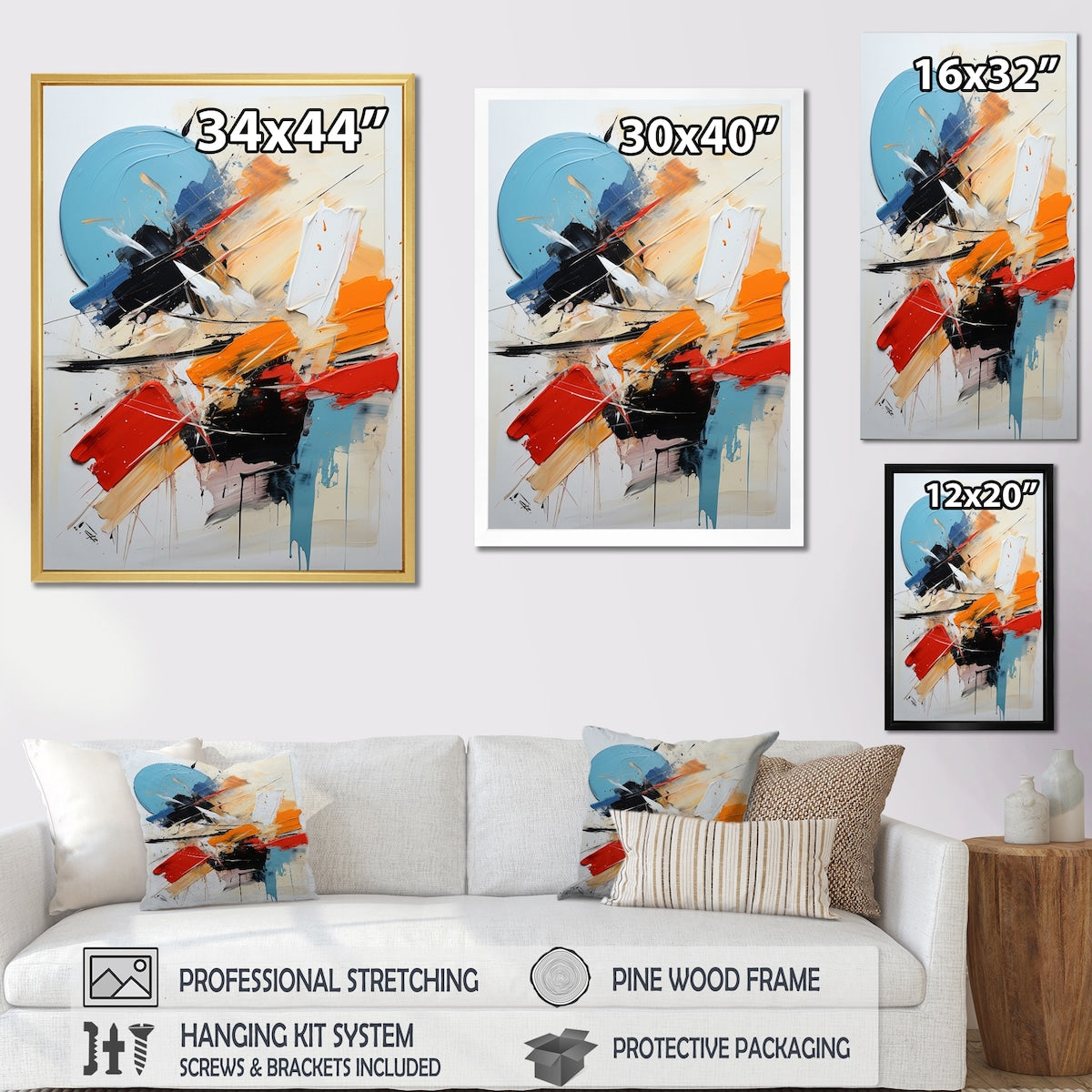 Designart "Cerulean Passenger Of Fragile Wisdom Abstract" Abstract Painting Framed Wall Art Prints