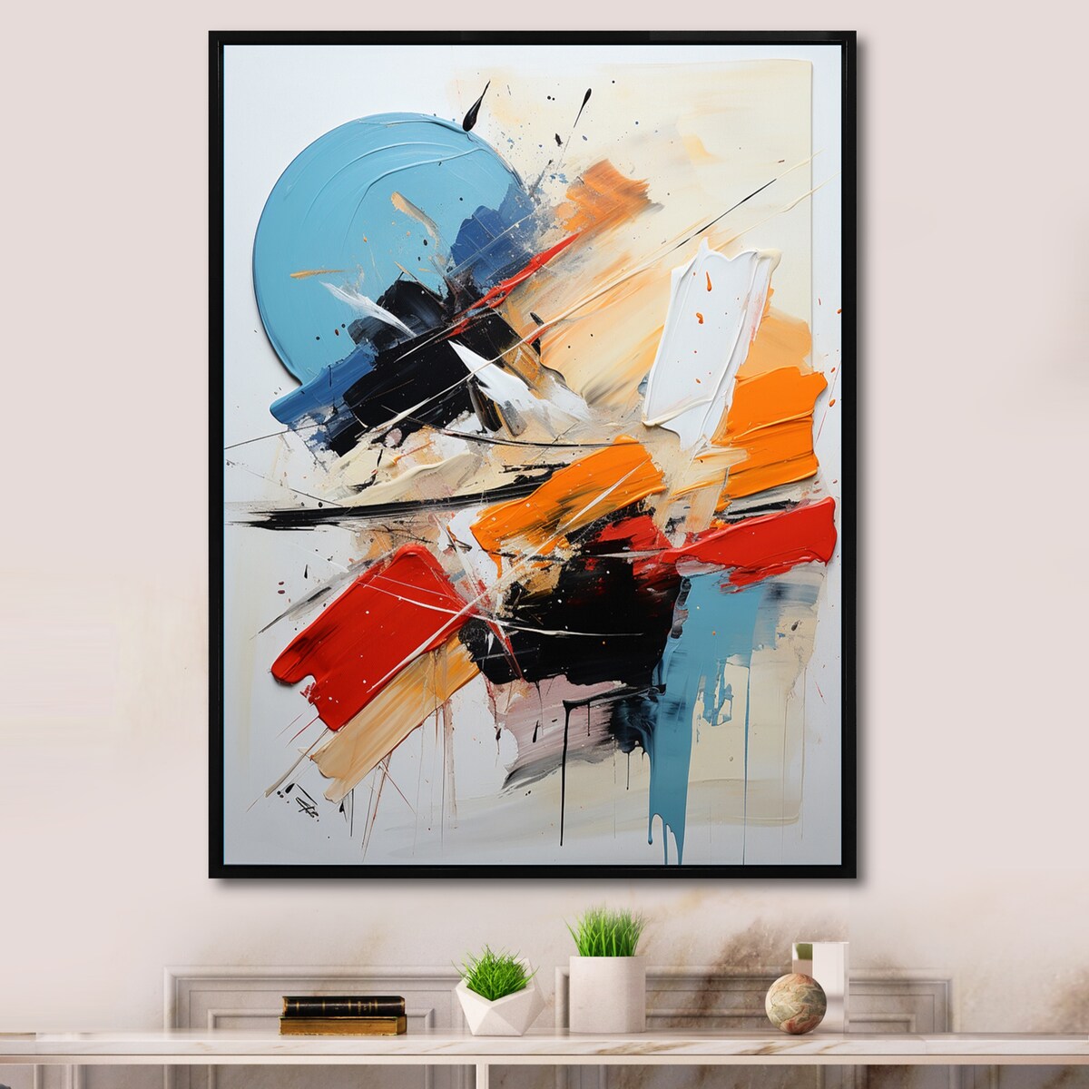 Designart "Cerulean Passenger Of Fragile Wisdom Abstract" Abstract Painting Framed Wall Art Prints