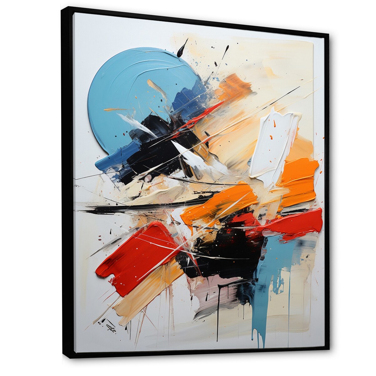 Designart "Cerulean Passenger Of Fragile Wisdom Abstract" Abstract Painting Framed Wall Art Prints