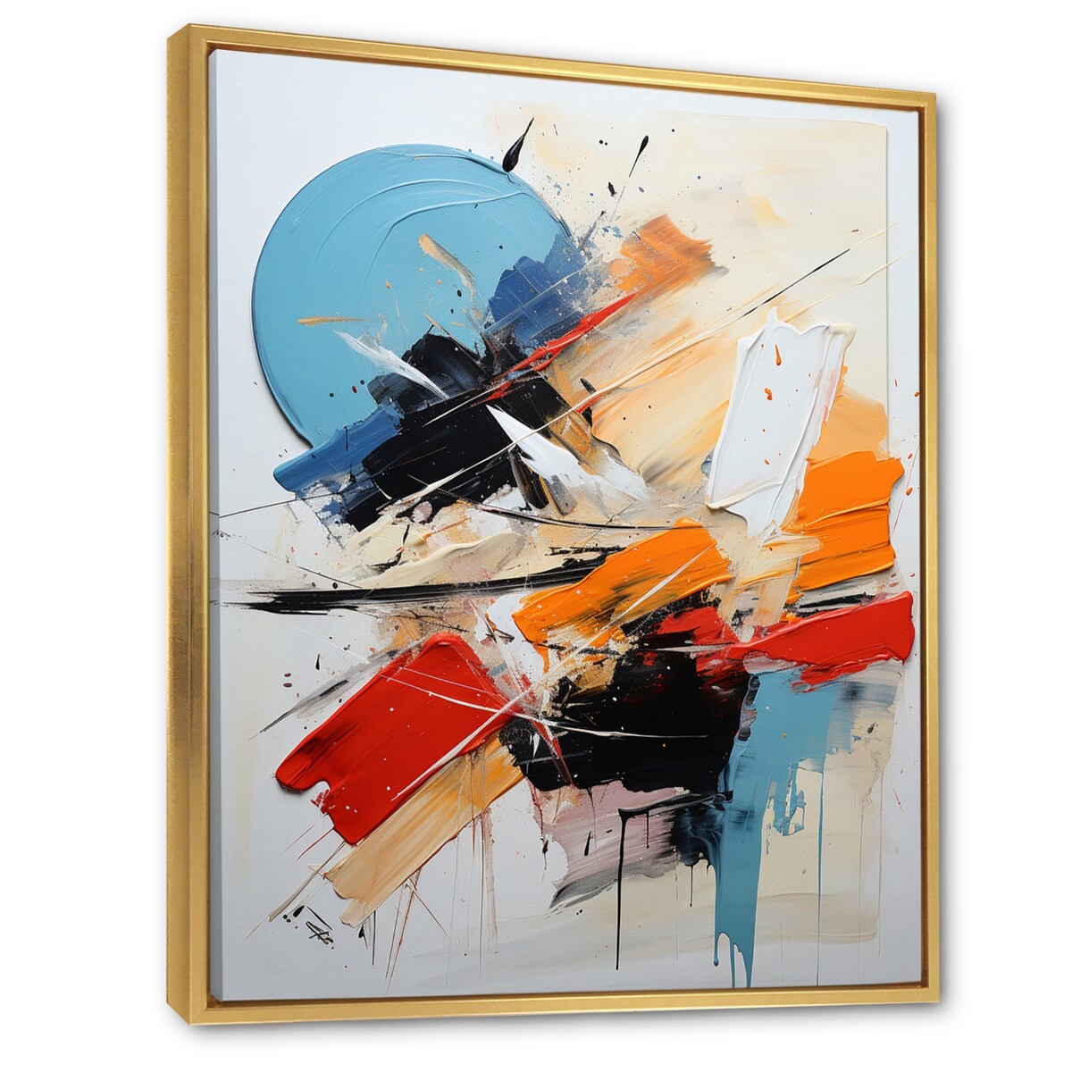 Designart "Cerulean Passenger Of Fragile Wisdom Abstract" Abstract Painting Framed Wall Art Prints
