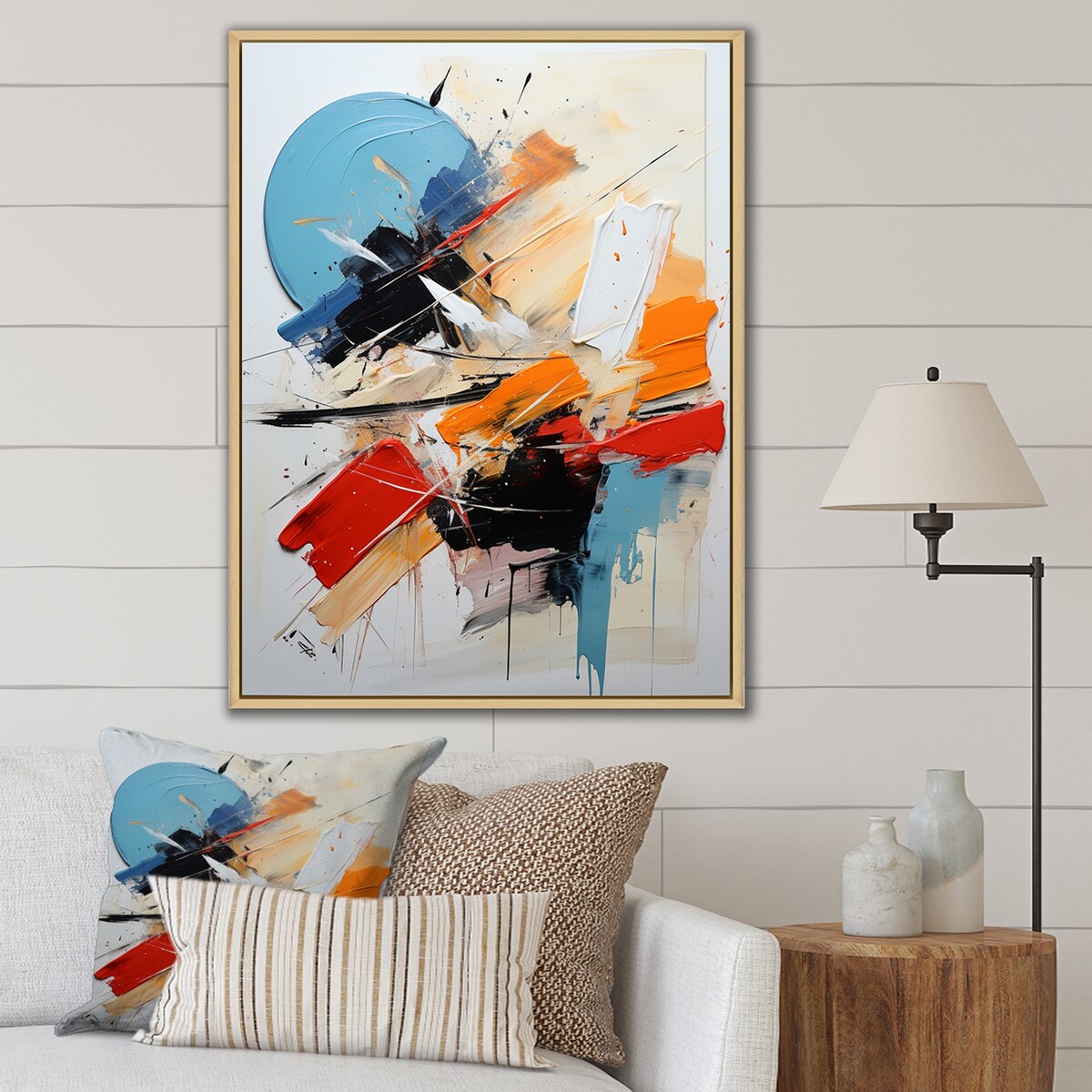 Designart "Cerulean Passenger Of Fragile Wisdom Abstract" Abstract Painting Framed Wall Art Prints