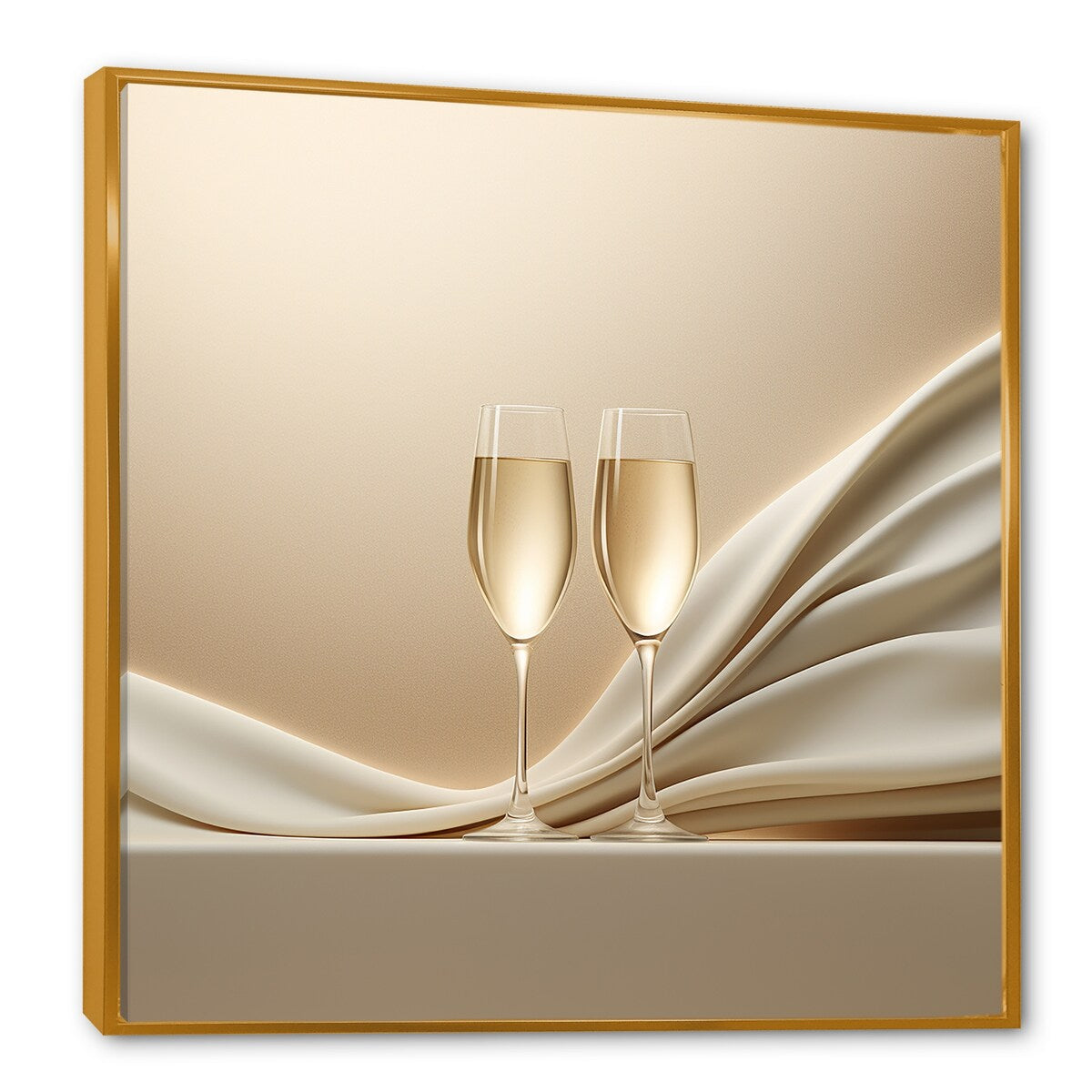 Designart "Champagne Toast Of Tranquility " Champagne Framed Wall Art Living Room