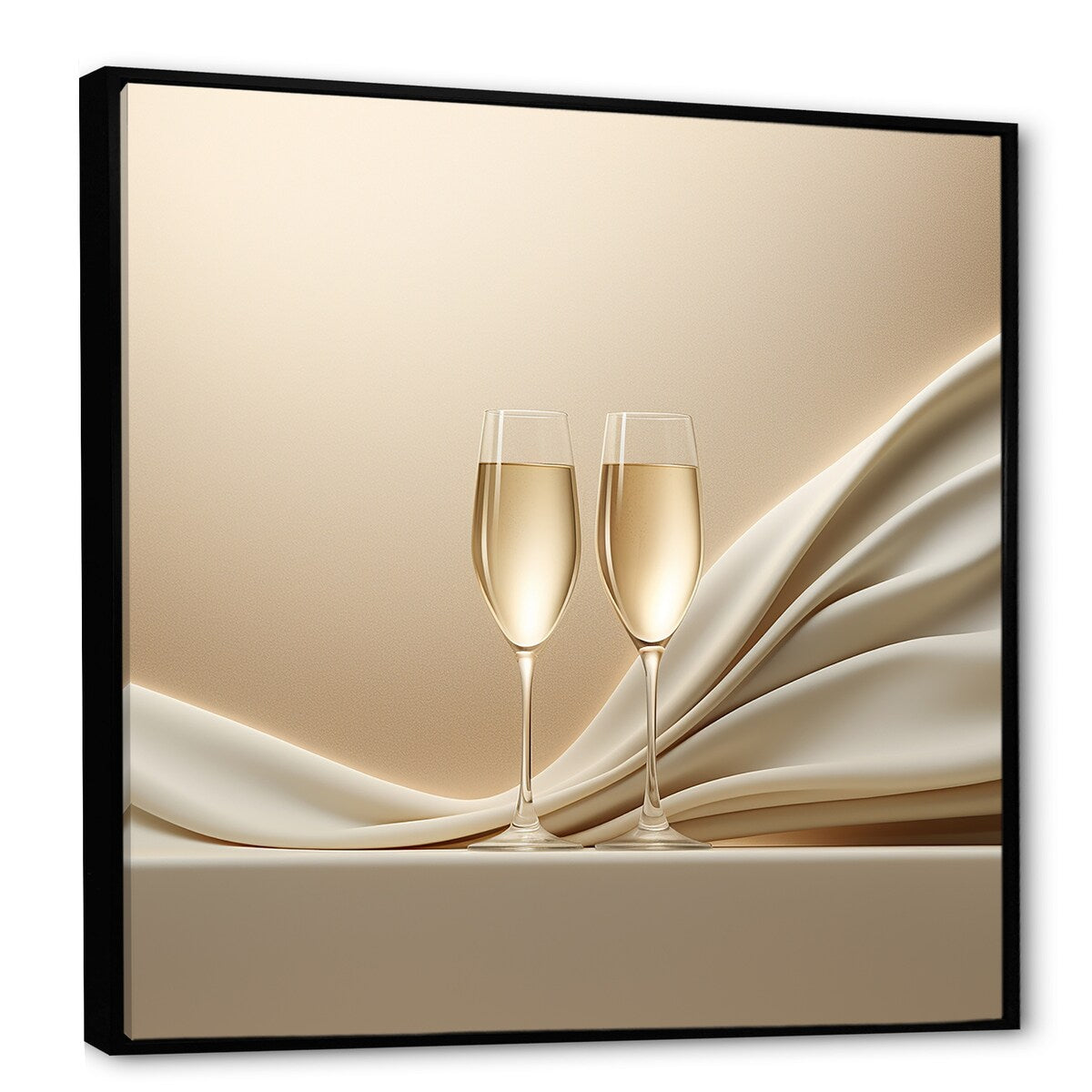 Designart "Champagne Toast Of Tranquility " Champagne Framed Wall Art Living Room