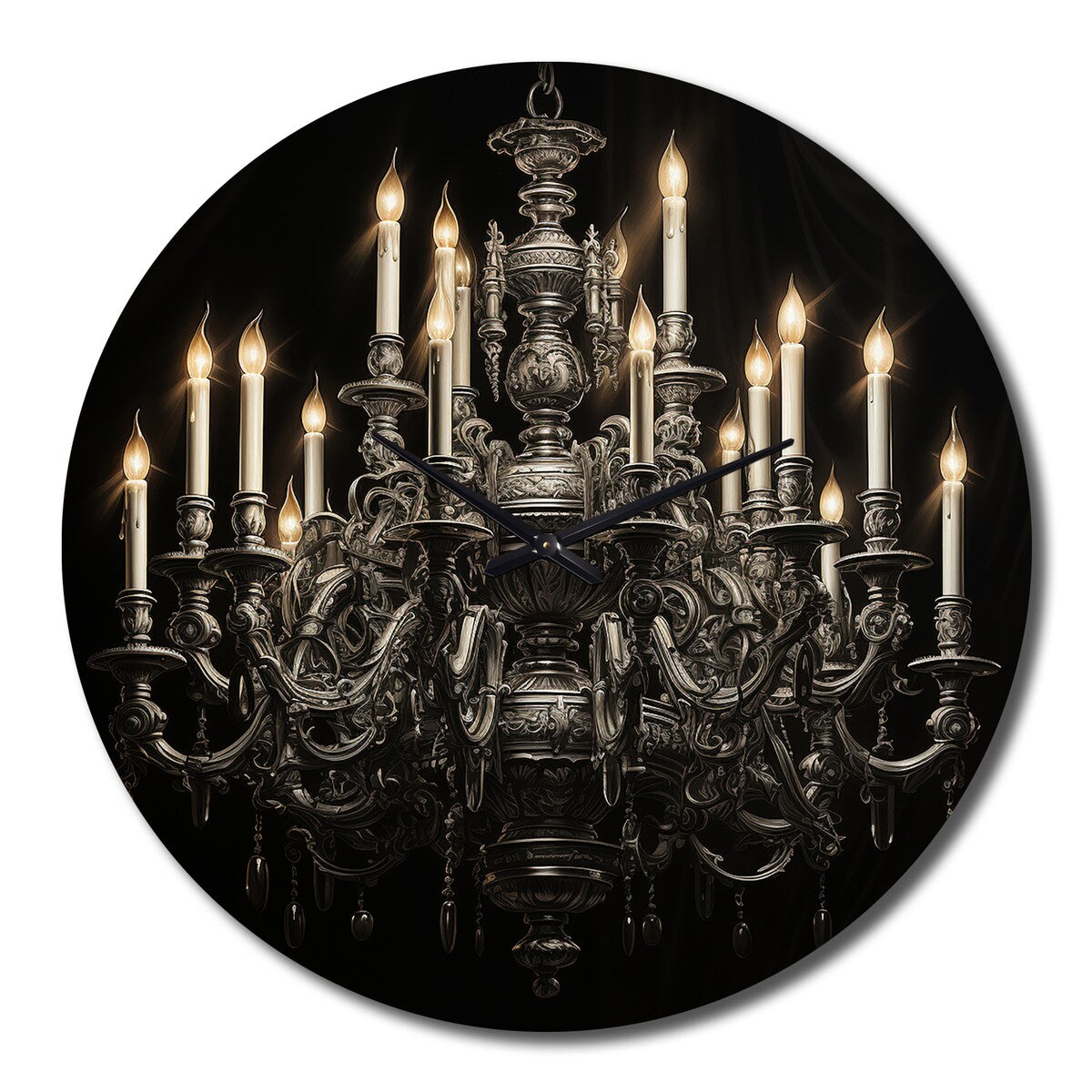 Designart "Chandelier Elegant Monochrome Pointillism II" Chandelier Oversized Wall Clock