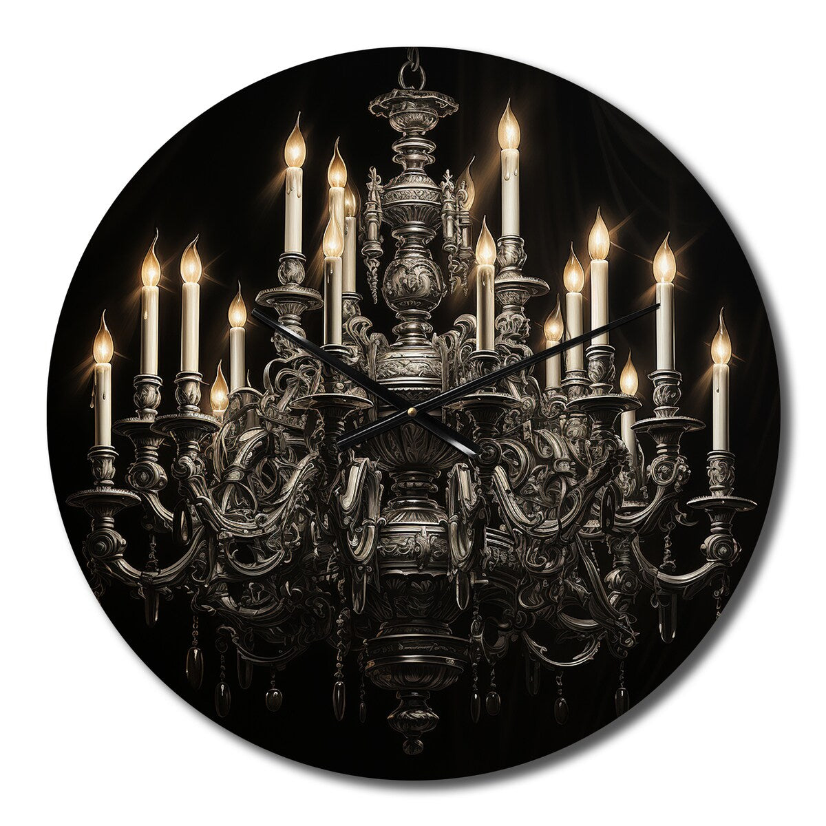 Designart "Chandelier Elegant Monochrome Pointillism II" Chandelier Oversized Wall Clock