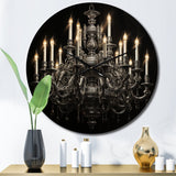 Designart "Chandelier Elegant Monochrome Pointillism II" Chandelier Oversized Wall Clock