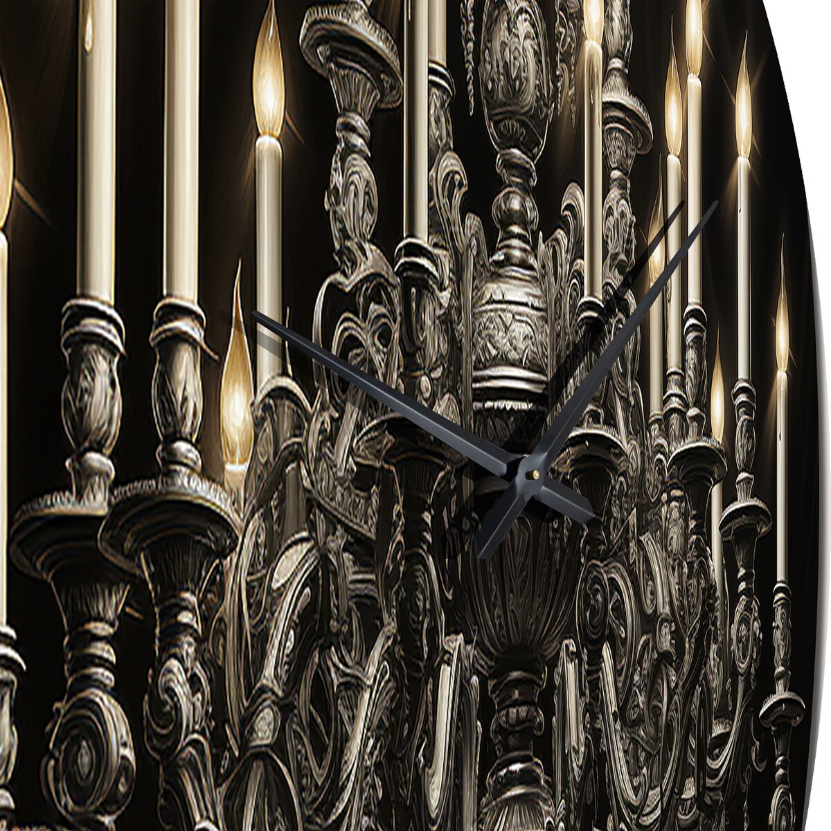 Designart "Chandelier Elegant Monochrome Pointillism II" Chandelier Oversized Wall Clock