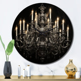 Designart "Chandelier Elegant Monochrome Pointillism II" Chandelier Oversized Wall Clock