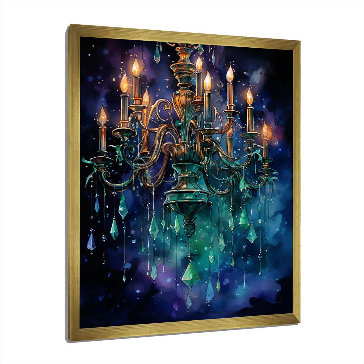 Designart "Chandelier Majestic Glow Pointillism" Chandelier Framed Canvas Art Print