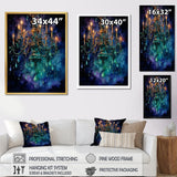 Designart "Chandelier Majestic Glow Pointillism" Chandelier Framed Canvas Art Print