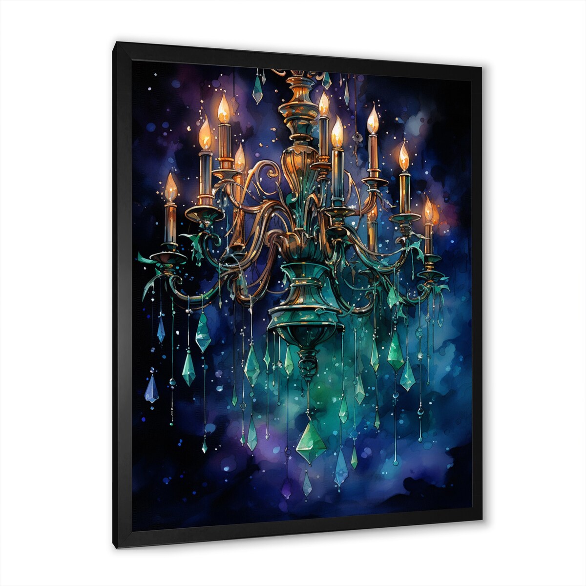 Designart "Chandelier Majestic Glow Pointillism" Chandelier Framed Canvas Art Print