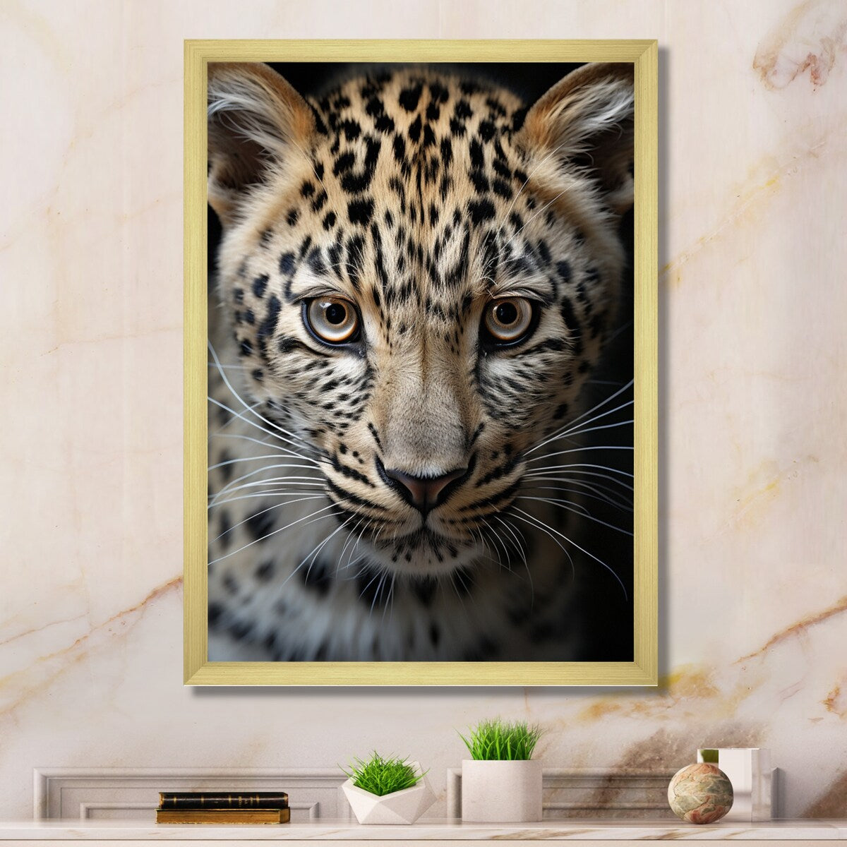 Designart "Cheetah Portrait Silent Stalk IV" Leopard/Cheetah Framed Wall Art Prints