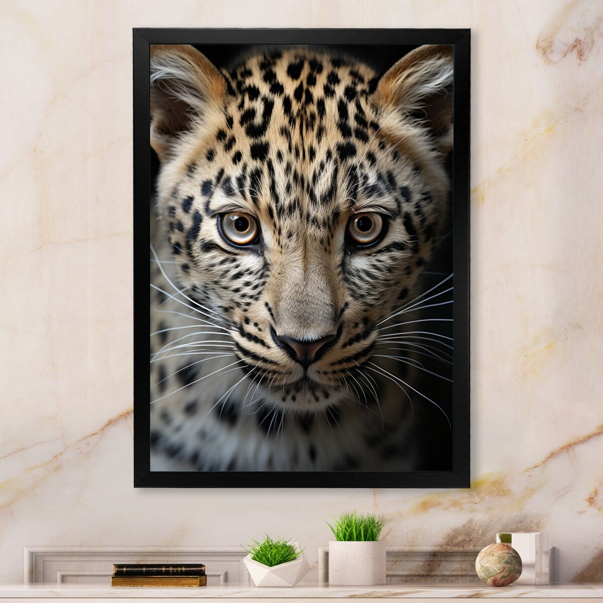Designart "Cheetah Portrait Silent Stalk IV" Leopard/Cheetah Framed Wall Art Prints
