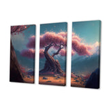Designart "Cherry Blossums Forest III" Tree Cherry Blossom Canvas Art Print - 3 Panels