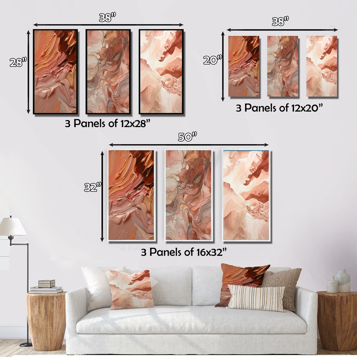 Designart "Chocolate Bliss Abstract Painting" Abstract Painting Wall Art Modern Canvas Set Of 3 For Living Room Decor
