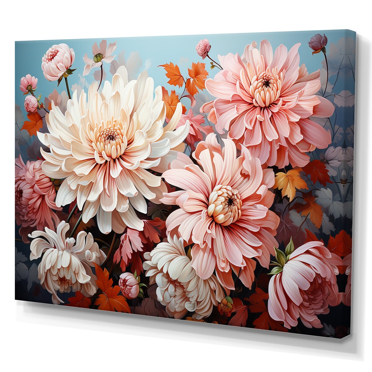 Designart "Chrysanthemums Pink And White Collage " Chrysanthemums Wall Art