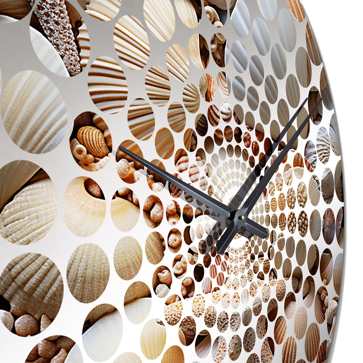 Designart "Classic Seashells By The Sea" Beige Seashell Clocks Modern Oversized Wall Clocks For Bedroom