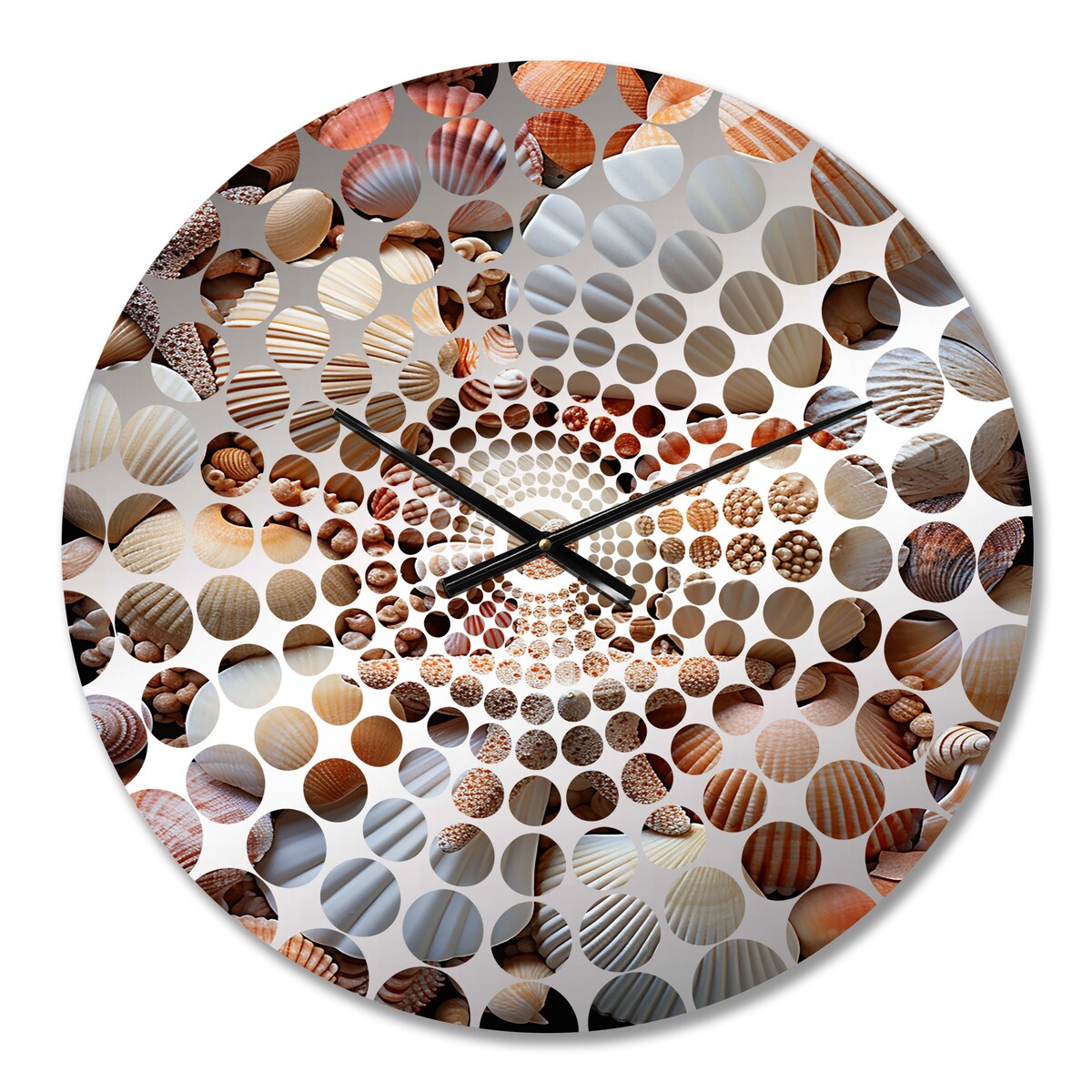 Designart "Classic Seashells By The Sea" Beige Seashell Clocks Modern Oversized Wall Clocks For Bedroom