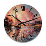 Designart "Clouds Whimsical Wanderers" Nautical & Beach Oversized Wood Wall Clock