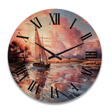 Designart "Clouds Whimsical Wanderers" Nautical & Beach Oversized Wood Wall Clock