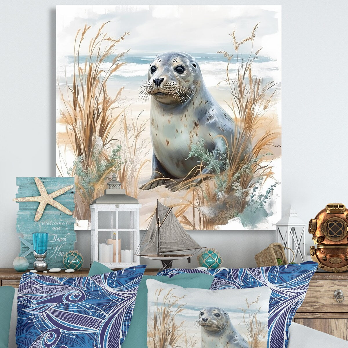 Designart "Coastal Animal Charm In Winter " Coastal Animal Wall Art