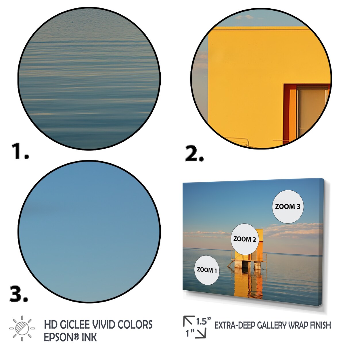 Designart "Coastal Minimalism Yellow Building In The Water I" Beach Framed Canvas Prints