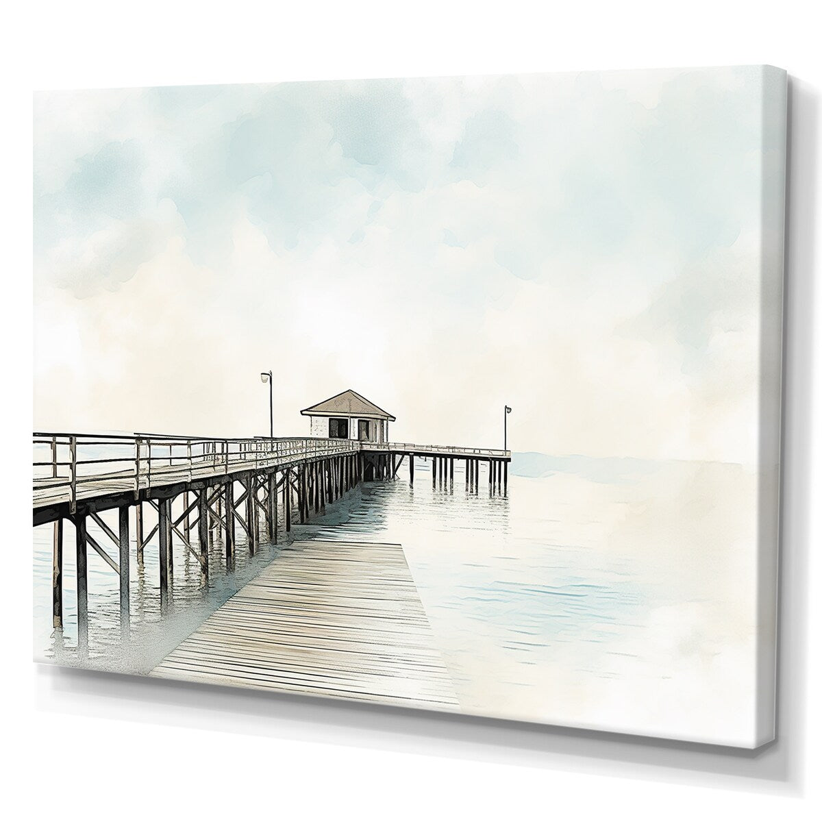 Designart "Coastal Pier Minimalism Horizon" Coastal Pier Wall Art