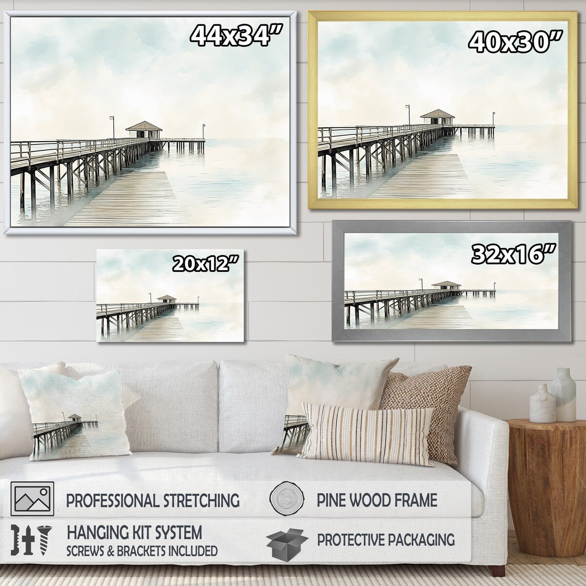 Designart "Coastal Pier Minimalism Horizon" Coastal Pier Wall Art