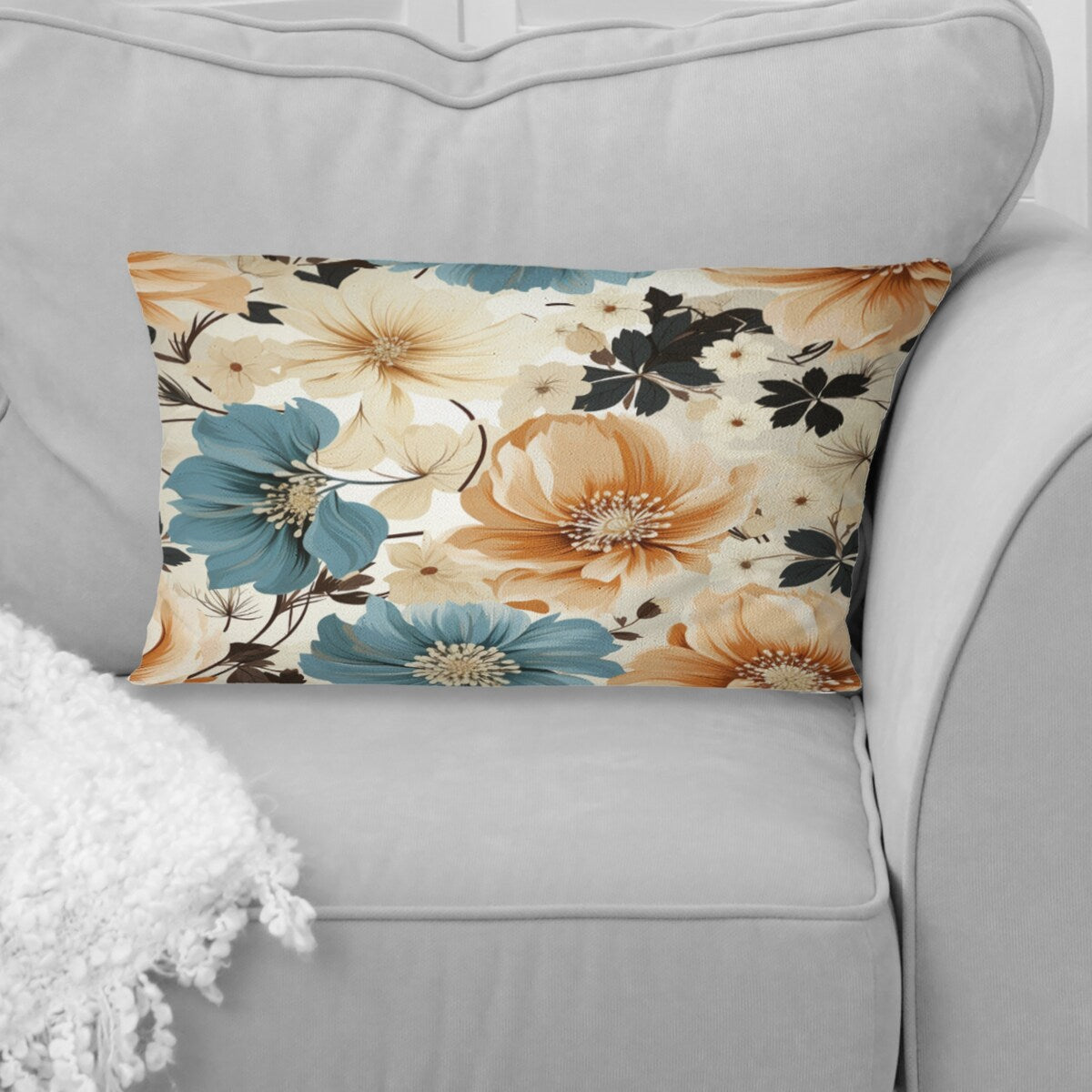 Designart "Coastal Tranquil Florals Collage Unveiled" Floral Printed Throw Pillow