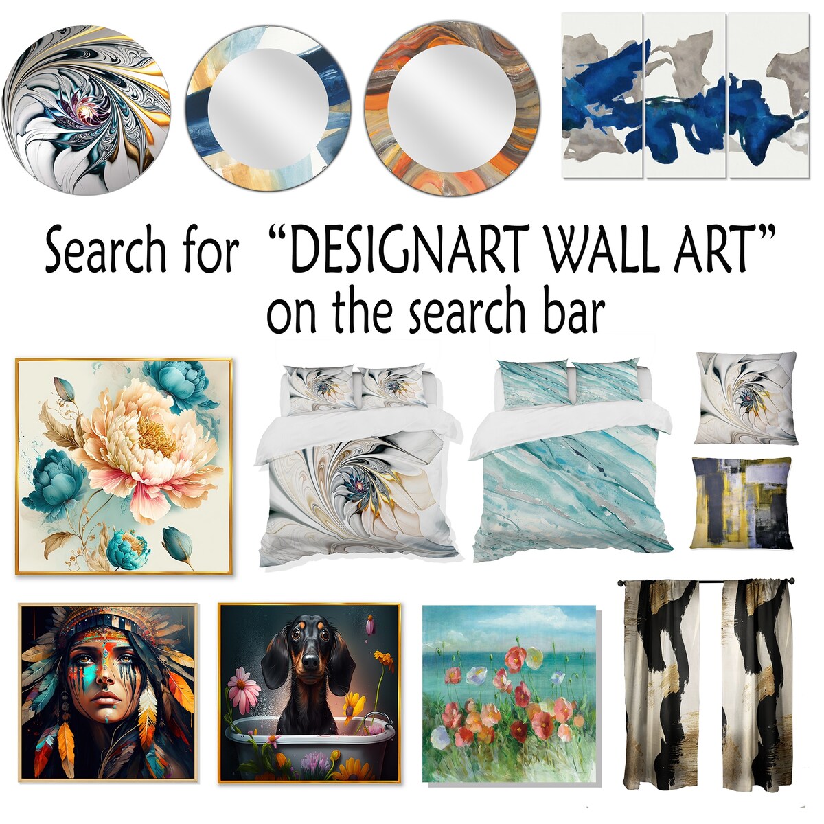 Designart "Coastal Tranquil Florals Collage Unveiled" Floral Printed Throw Pillow