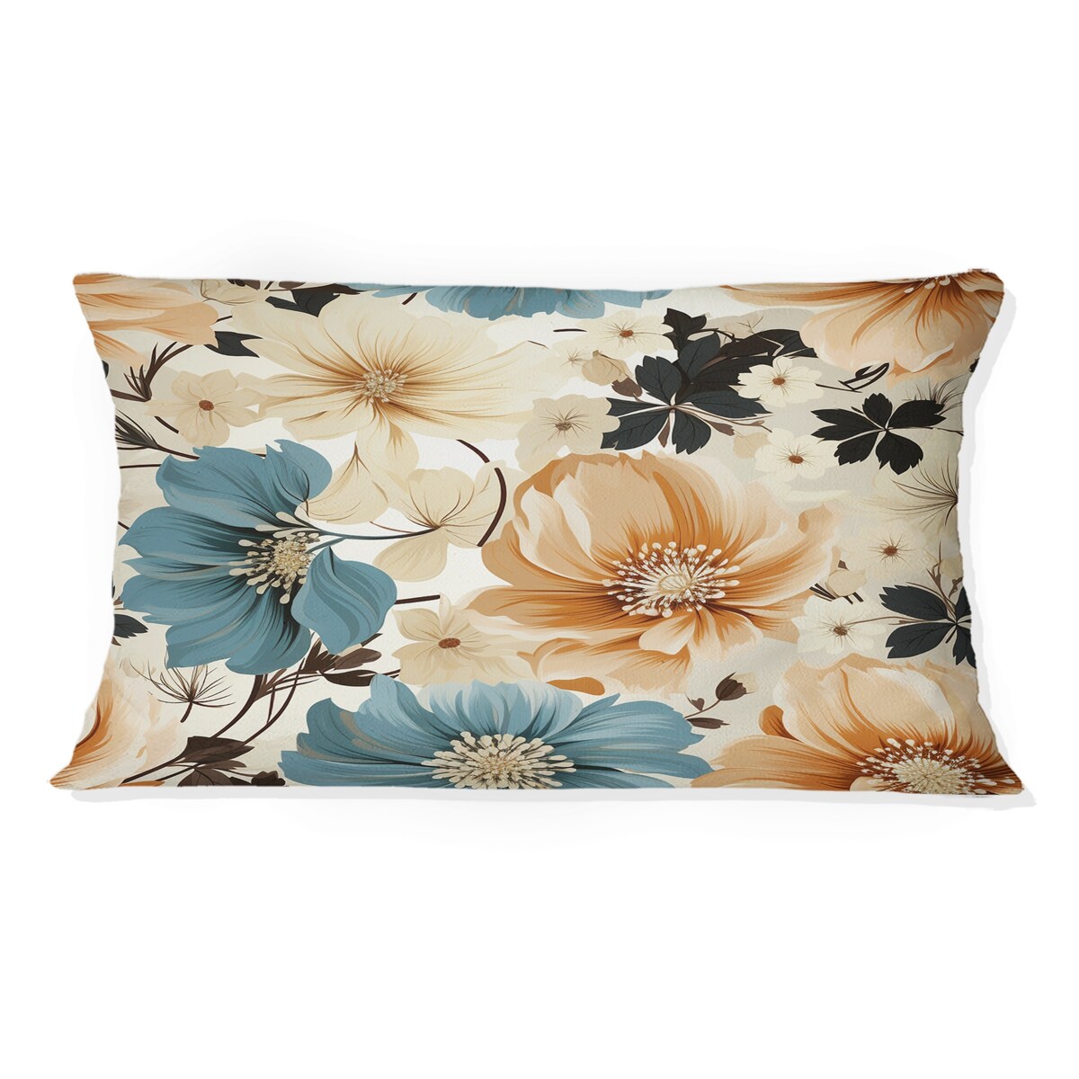 Designart "Coastal Tranquil Florals Collage Unveiled" Floral Printed Throw Pillow