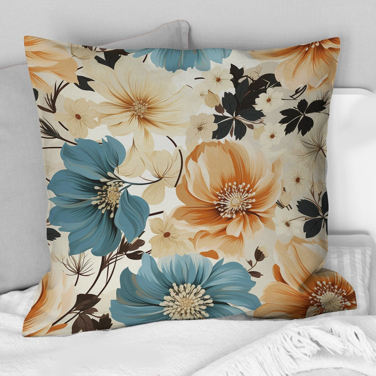 Designart "Coastal Tranquil Florals Collage Unveiled" Floral Printed Throw Pillow