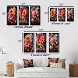 Designart "Collage Of Vibrant Blossoming Dahlia Flowers II" Dahlia Wall Art Set Of 3 - Gallery Wall Set For Home Decor