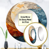 Designart "Collaged Spiral" Abstract Round Bathroom Mirror - Green Modern Round Wall Décor