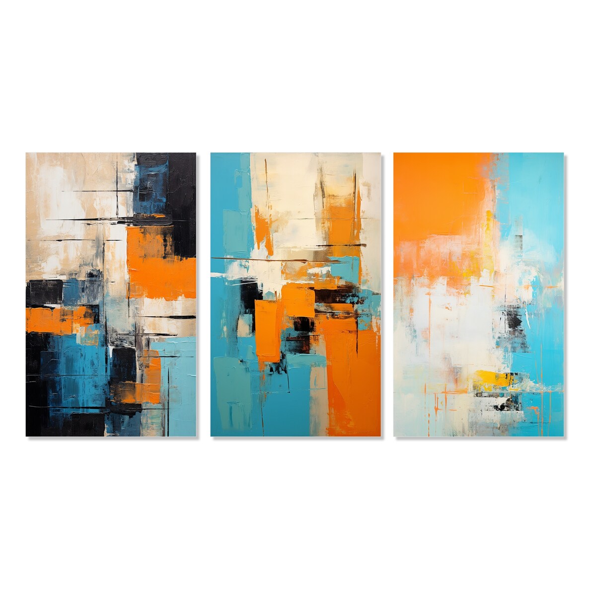 Designart "Colorfields Deconstructed Minimal Abstract I" Abstract Painting Wall Art Of 3 - Modern For Office Decor