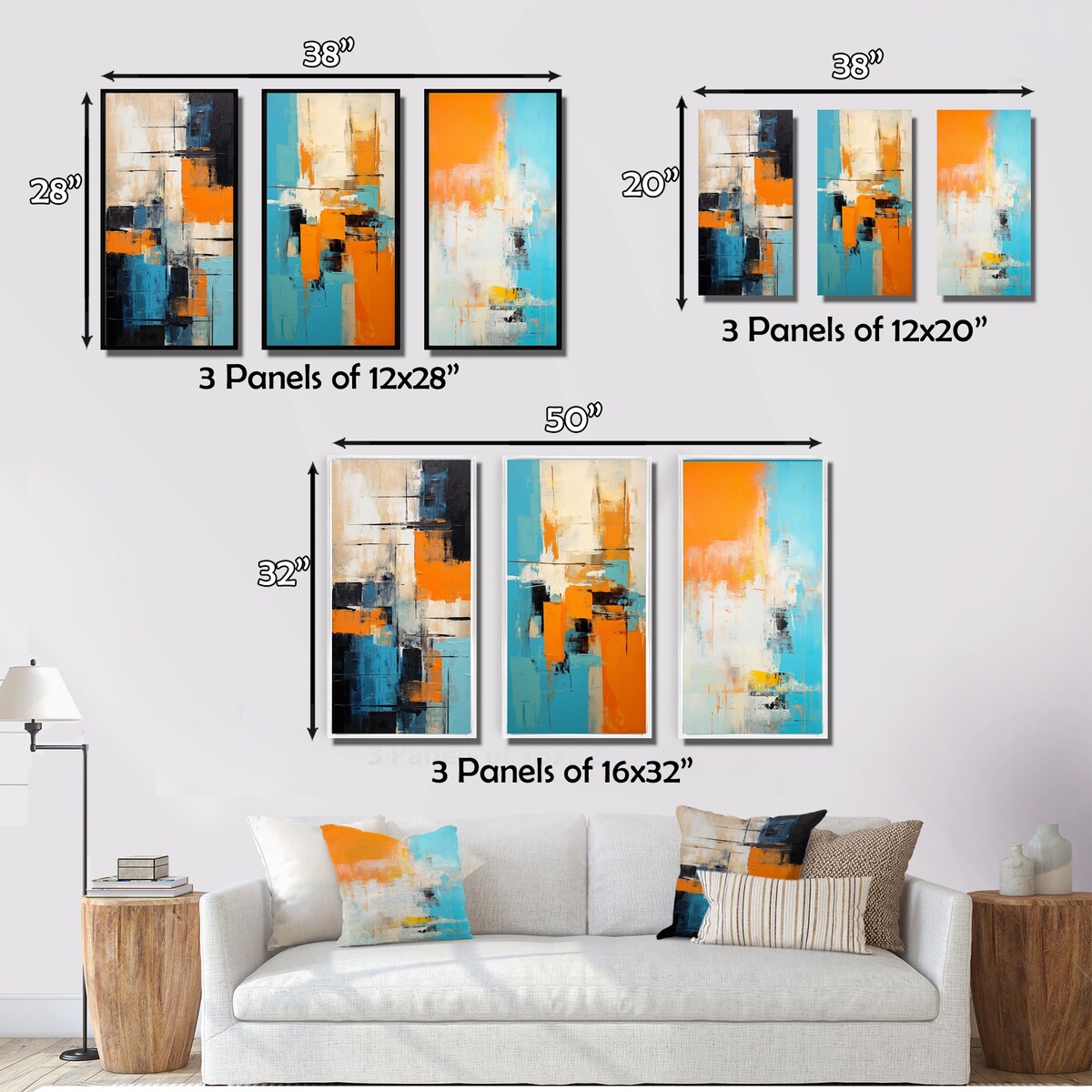Designart "Colorfields Deconstructed Minimal Abstract I" Abstract Painting Wall Art Of 3 - Modern For Office Decor