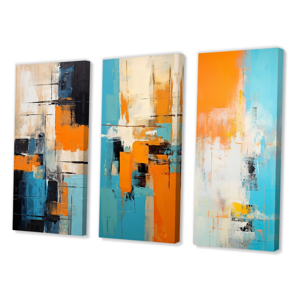 Designart "Colorfields Deconstructed Minimal Abstract I" Abstract Painting Wall Art Of 3 - Modern For Office Decor