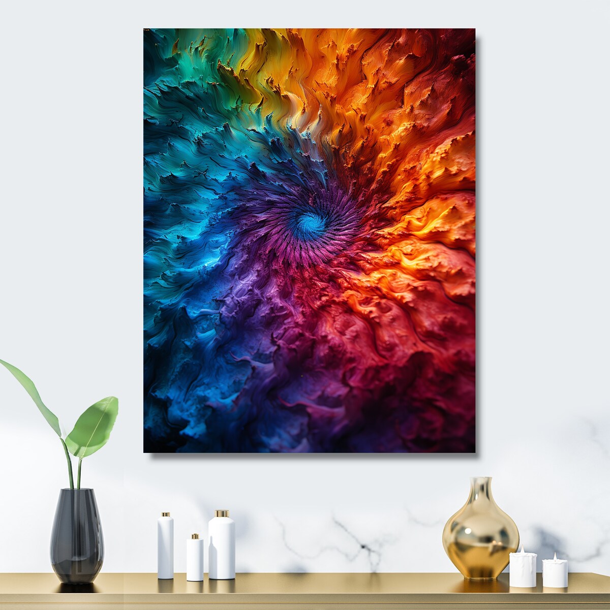 Designart "Colorful Space Fractal Spiral II" Fractal Metal Wall Art Print - Colorful Metal Art Modern Metal Art Work