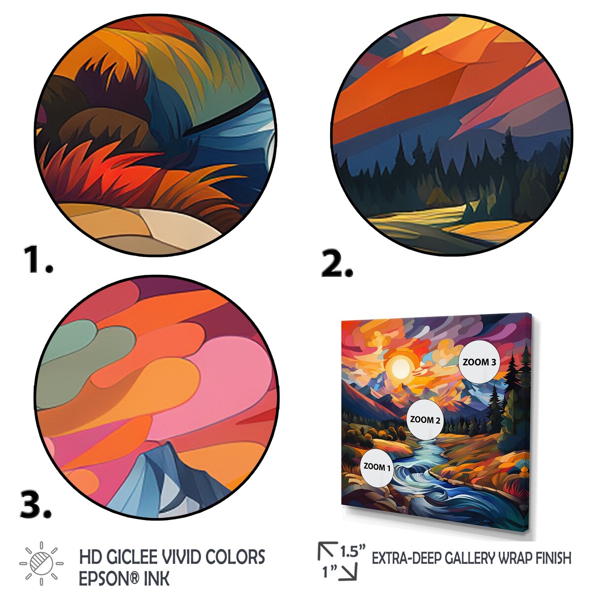 Designart "Colorful Sunset River Mountains Horizon I" Fruits Wall Decor Colorful Traditional Entryway Framed Wall Art
