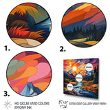 Designart "Colorful Sunset River Mountains Horizon I" Fruits Wall Decor Colorful Traditional Entryway Framed Wall Art