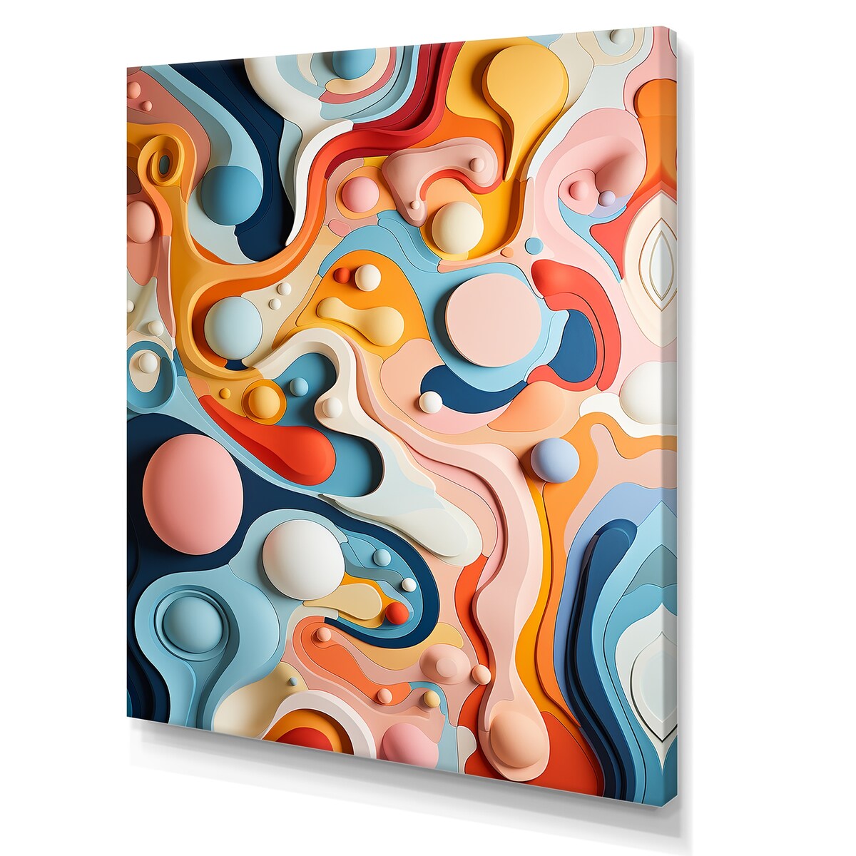 Designart "Colorful Tidal Swirls Art II" Abstract Wall Art Print Multi - Modern Wall Art Décor For Bedroom